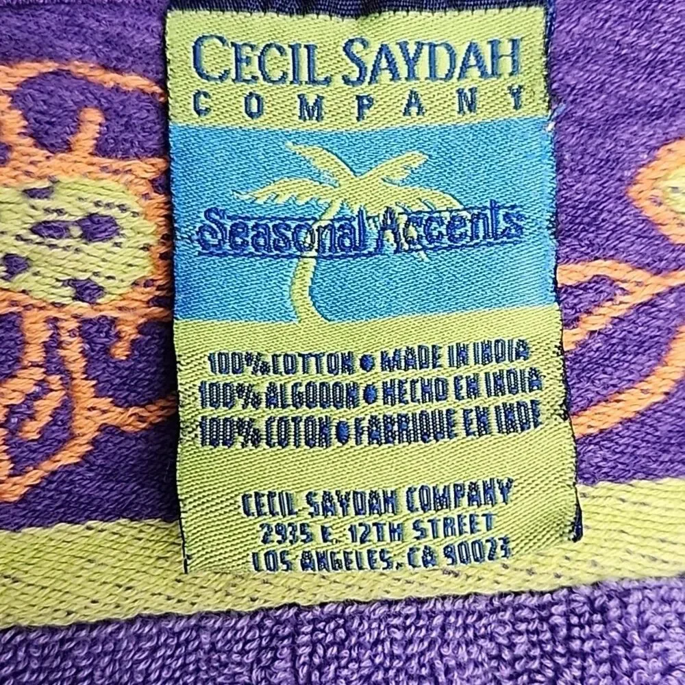 Cecil Saydah Beach Towel 100% Cotton Purple Floral 60